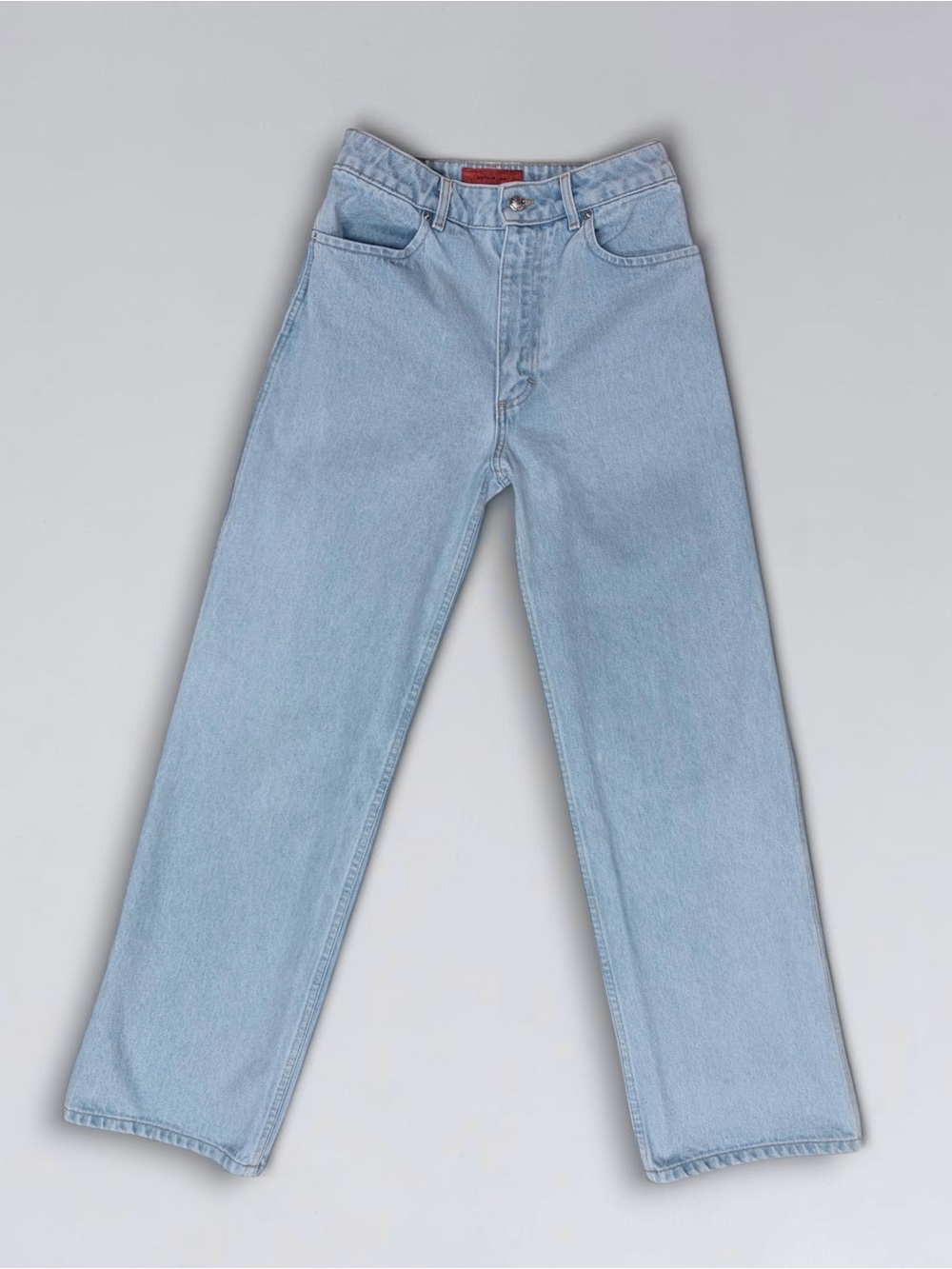 Eckhaus Latta Wide Leg High Rise Light Blue Wash Denim Jeans